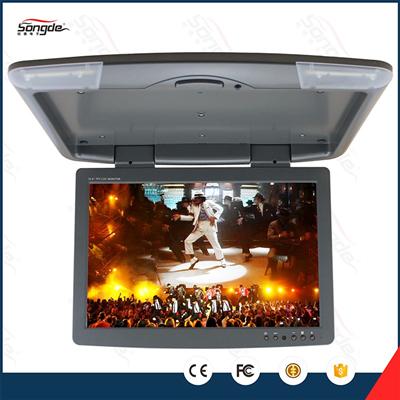 15.4 inch balck 12v tv flip down ceiling tv roof mount monitor