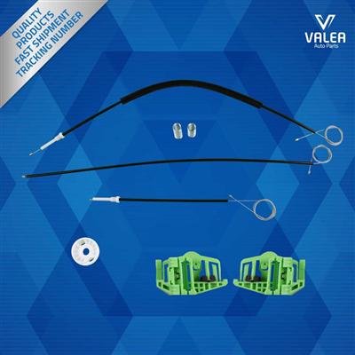 Window Regulator Kit Front; Right for B-M-W E46 Compact, (Wheel+Cable+Plastic Clips)