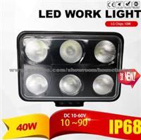 60W LED Work Light (4X6inch, Waterproof IP69k)