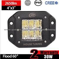 Flush Mount LED Work Light Of 30W Diffused Flood (3inch, IP68 Waterproof)