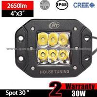 CREE Work LED Light Flush Mount (3inch, 30W Spot, IP68 Waterproof)