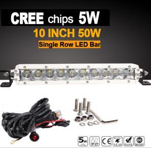 Slim Light Bar LED CREE (10inch, 50W, Waterproof IP68)