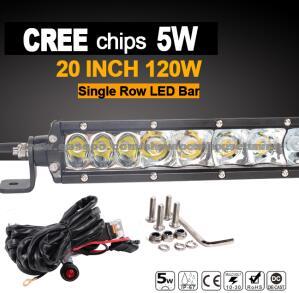 120W Single Row LED Bars (20inch, Waterproof IP68, Warranty 2 Years)