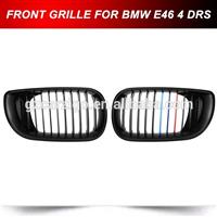 1 Pair Matte Black M-Color Painted Front Upper Kidney Grille for BMW E46 4-DR Sedan 2002-2004