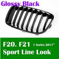 Free shipping Glossy Black Front Kidney Grille for bmw 1 Series F20 F21 Sport Line Look Shiny