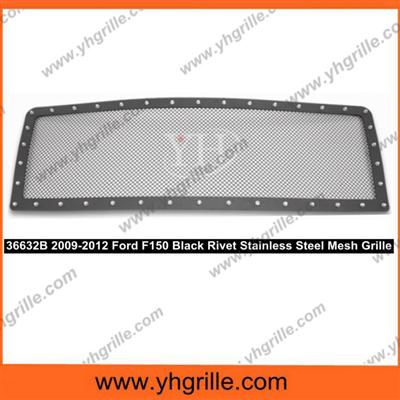 suitable for 2009-2012 Ford F150 Black Rivet Stainless Steel Mesh Car Grille