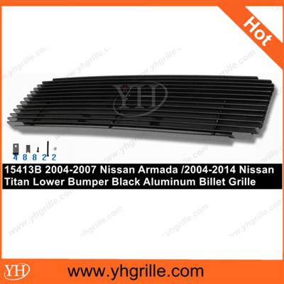 2004-2007 Ni-ssan Armada /2004-2014 Ni-ssan Titan Lower Bumper Black Aluminum Billet Grille