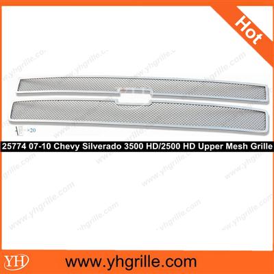 Main Upper Fits 07-10 Chevy Silverado 2500/3500 Stainless Steel Mesh Chrome Car Front Grille