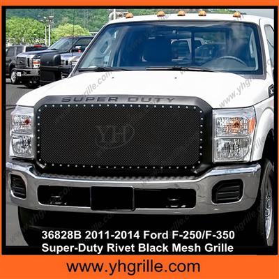 1.8MM Wire Mesh Rivet Style Stainless Steel Material Black 2011-2014 Ford F-250/F-350 Super-Duty Rivet Mesh car front Grille