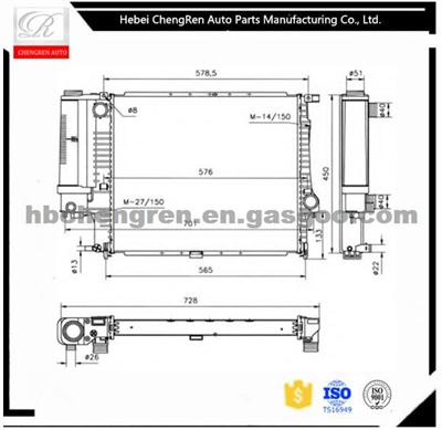 Car Radiator For 5 Touring Or 5 (E34) 518/525/520 With OEM 1719306 Radiator For BMW