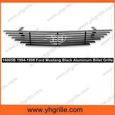 Logo Area Trimmed Style Fits 1994-1998 Ford Mustang Billet Grille