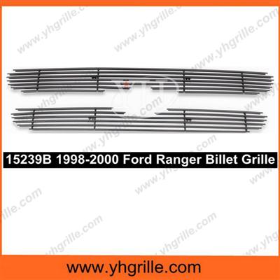 Black Powder Coated Aluminum Material Front Bumper Billet Grille For 1998-2000 Ford Ranger Only For 2WD