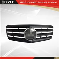 Plastic 4 Fin Matt Black Front Grille For Mercedes E-class W211 2007-2009