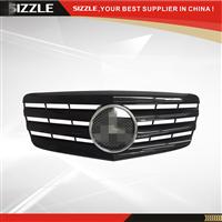 Plastic 4 Fin Glossy Black Front Grille For Mercedes E-class W211 2007-2009