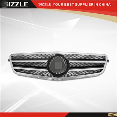 Plastic Black With Chrome Front Grille For Mercedes W204 C63 Old Version 2006-2013