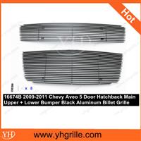 2009-2011 Chevy Aveo 5 Door Hatchback Main Upper+Lower Bumper Black Aluminum car front Grille