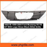 Fits 1999-2004 Mustang V6 V8 GT With Logo Show Black aluminum car grille