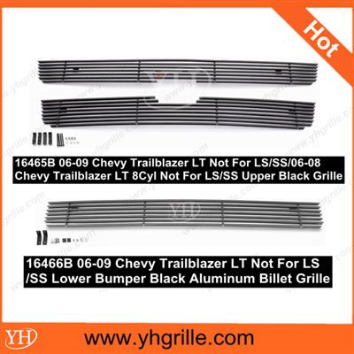 Hot sale 2006-2009 Chevy Trailblazer LT Main Upper+Lower Bumper Black Billet car Grille