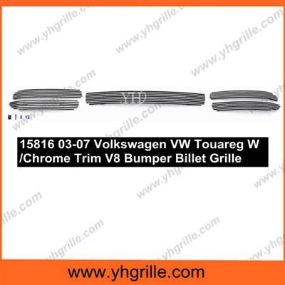 Car Bumper Aluminum Volkswagen Grille for Touareg With Chrome Trim V8 2003-2007