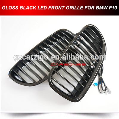 FOR BMW F10 F18 5 SERISE KIDNEY FRONT GRILL GLOSS BLACK W/M-COLOR LED LAMP