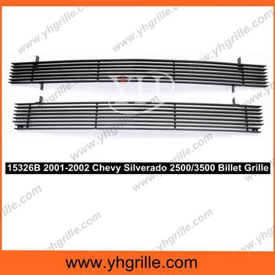 Made 2001-2002 Chevy Silverado 2500/3500 Install Behind Opening Main Upper Black Aluminum Billet Grille