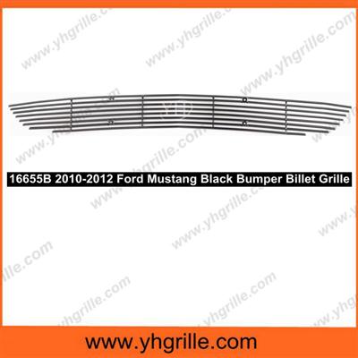 Fits 2010-2012 Ford Mustang Black Bumper Billet Grille for V6 Only