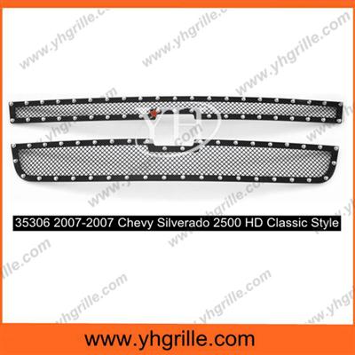 Decorative Black Stainless Steel Mesh car front Grille for Chevy Silverado 2500 HD 2005-2006