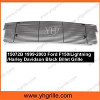 Fits 1999-2003 Ford F150/Lightning/Harley Davidson Main Upper Black Billet Aluminum Grille