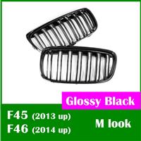 Free shipping Double slats M look for bmw F45 F46 grill glossy black 2013 tourer