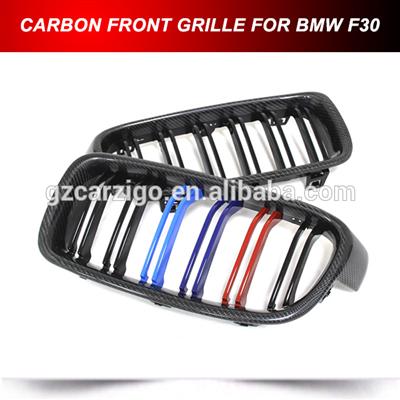 M3 Look ///M COLOR Front Grille w/ Carbon Trim Cover for BMW 328i 335i Sedan 12-15