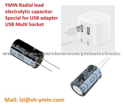 General Radial Aluminum Electrolytic Capacitors Special For USB Socket USB Charger ROHS Compliant