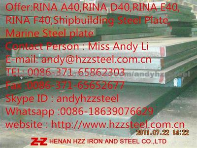 Offer:RINA Grade A40,RINA Grade D40,RINA Grade E40,RINA Grade F40,Shipbuilding Steel Plate,Marine Steel Plate