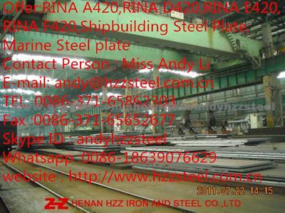 Offer:RINA Grade A420,RINA Grade D420,RINA Grade E420,RINA Grade F420,Shipbuilding Steel Plate,Marine Steel Plate