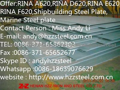 Offer:RINA Grade A620,RINA Grade D620,RINA Grade E620,RINA Grade F620,Shipbuilding Steel Plate,Marine Steel Plate