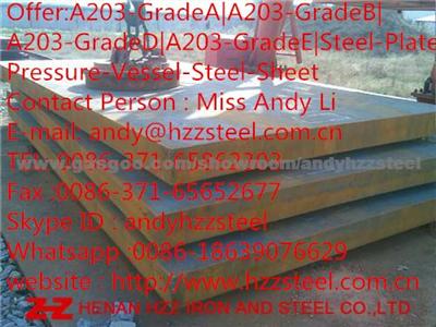 Offer:A203-GradeA|A203-GradeB|A203-GradeD|A203-GradeE|Steel-Plate|Pressure-Vessel-Steel-Sheet