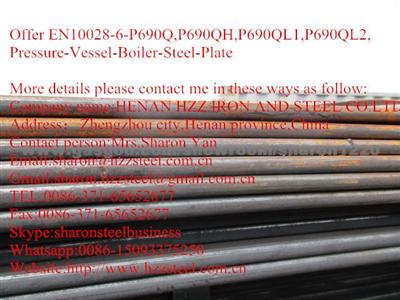 Offer EN10028-6-P690QH,Pressure-Vessel-Boiler-Steel-Plate