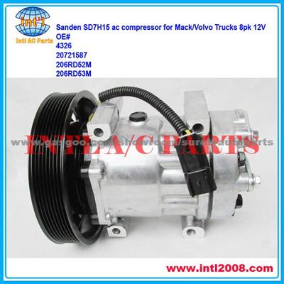 Sanden 7H15 7S15 709 SD709 SD7H15 Auto Ac Compressor For Mack/Volvo/GM Trucks 8pk 12V