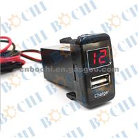 In-Car Usb New Charger 32*20mm With Voltmeter For TOYOTA
