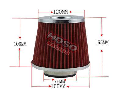 3" 76MM Performance High Flow Open Top Cone Mesh Racing Short Ram Cold Air Intake Filter Air Filter