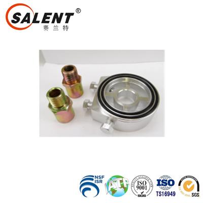 Silver Oil Filter Sandwich Plate Cooler Adapter Kit Turbo Feed Line M20x1.5 M18