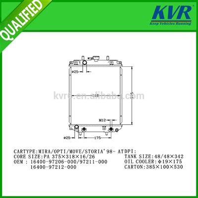 Water Cast Iron Radiator kvr FOR DAIHATSU MIRA/OPTI/MOVE/STORIA'98- OEM 16400-97206-000/97211-000 16400-97212-000