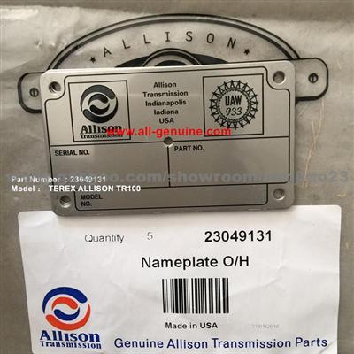 TEREX ALLISON 23049131 NAMEPLATE 3305B 3305F 3305G TR60 TR45 TR50 TR35 DUMP TRUCK