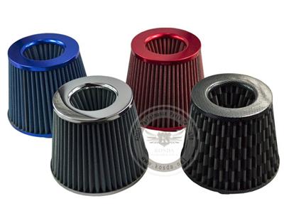 Universal 3''Inch (76mm) JDM Short Ram/Turbo/Cold Air Flow Intake Filter, Red/Blue/Silver/Carbon Fiber Air Filter with Clamp