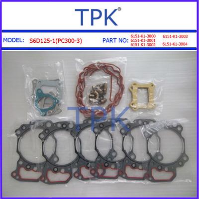 Komatsu S6D125 overhaul gasket kit, S6D125-1 engine rebuild gasket kit 6151-K1-3003 6151-K2-3003