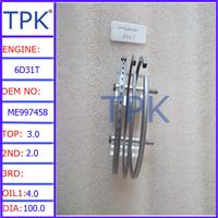 
6D31 engine piston ring ME997458, 6D31T piston ring ME999783,ME999836,ME999717
