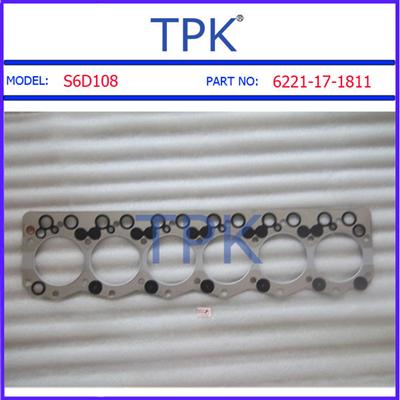 Komatsu S6D108 cylinder head gasket 6221-17-1811,SA6D108 Head set, SA6D108E SAA6D108E