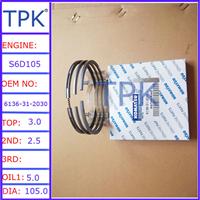 
6136-31-2030 6136-31-2010, 6D105-1 piston ring, used for komatsu excavator PC200-1 engine

