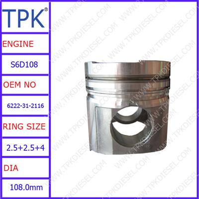 6222-31-2116, 6D108 PISTON KIT, S6D108 ENGINE PISTON