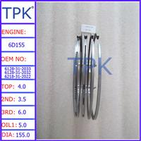 
Komatsu 6D155 piston ring 6128-31-2033 6128-31-2032 6218-31-2022 6128-31-2023
