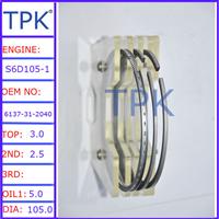 
S4D105-2 piston ring 6131-31-2301, Komatsu S4D105-3 engine piston ring set, S4D105 6131-32-2302
